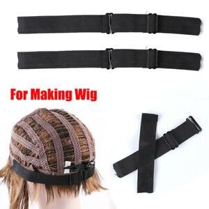 2x Black Elastic Band Strap Adjustable For Making 2.5cm Width DIY Wigs Sewing UK