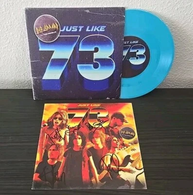 DEF LEPPARD JUST LIKE 73: EXCLUSIVE BLUE VINYL 7" WITH SIGNED INSERT 🆕 ✅  - Image 1 of 2