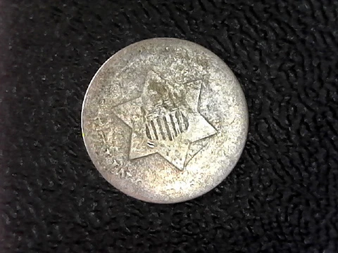 1859 USA 3 Cents Silver Coin Trime Date hard to see Cover