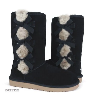 Koolaburra by UGG Victoria Tall Black Suede Fur Boots Womens Size 10 -NIB- - Image 1 of 4