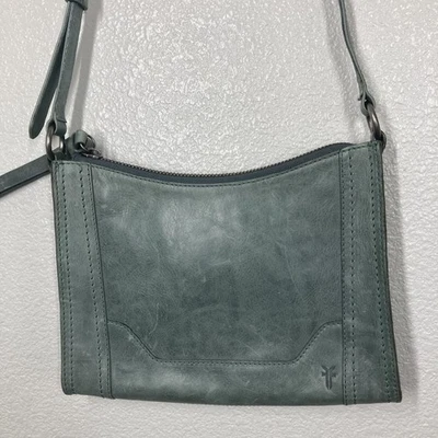 Bolso Bandolera Frye Melissa Cuero Cremallera Verde Correa Ajustable 8x11" Foto 1 de 4