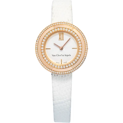 Dijes Van Cleef & Arpels 2575164 cuarzo diamante esfera blanca RG para mujer 25 mm Foto 1 de 4