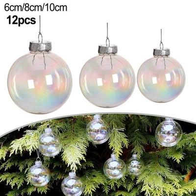 Plastica Trasparente Leggera per Addobbi Natalizi 12pz con Corda Argento - Immagine 1 di 4