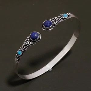 Lapislázuli natural, turquesa piedras preciosas 925 plata hecho a mano... - Imagen 1 de 4