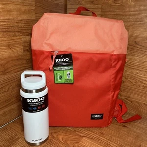 Fundamentals IGLOO Cooler  24 Can Backpack  & 26oz Stainless Steel Bottle - Picture 1 of 11