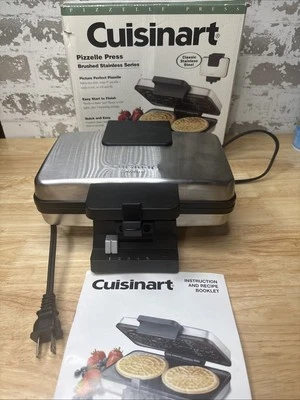 Cuisinart WM-PZ2 Pizzelle Press prata 5 configurações controle de escurecimento testado - Imagem 1 de 4