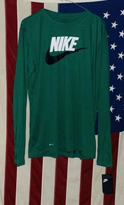 Nike Dri Fit Retro Swoosh Trébol Verde Grande Manga Larga Camisa Nueva con Etiquetas La Camiseta Nike - Imagen 1 de 2