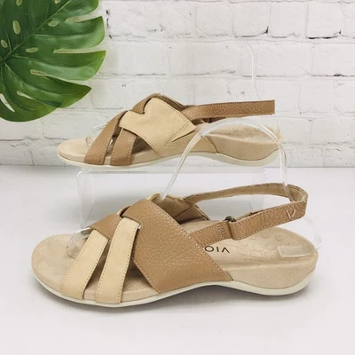 Vionic Eira Women's Backstrap Sandals Size 7.5 Tan Leather Subtle Leopard Strap - Image 1 of 4