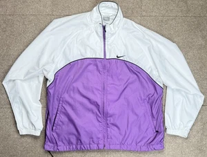 Nike Women Vintage Full Zip Embroidered Nike Spell Out Windbreaker Jacket Size L - Bild 1 von 8