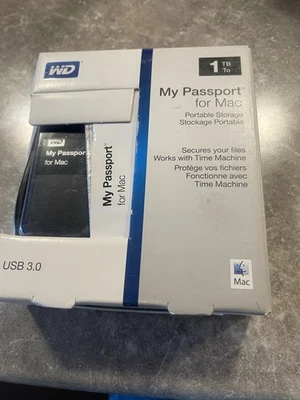 WD 1TB My Passport Ultra for Mac USB 3.0 Portable Black. - Image 1 of 2