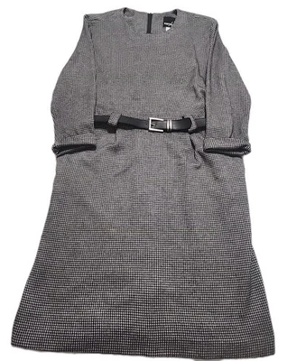 VTG 80's Positive Attitude dress houndstooth black white Cinch Waist Pockets  - Image 1 of 4