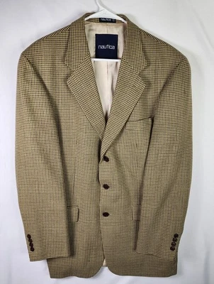 Blazer Nautica 42L Para Hombres Pata de Gallo Blazer Seda Lana Lino Abrigo Deportivo Chaqueta Foto 1 de 4