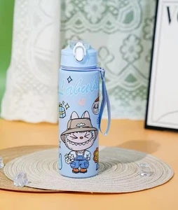 Labubu BLUE Water Bottle Portable Leakproof Plastic Straw 750ml - Picture 1 of 2
