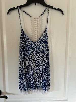 Lilly Pulitzer Batik Print Tassel Trim Tank Top Size Medium - Image 1 of 2