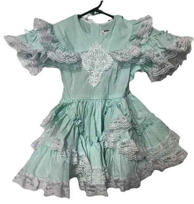 Vintage Toddler Girl’s Pageant Dress Size 3T Lilo California USA Lace Ruffle - Image 1 of 4