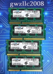 32GB (4x8GB) PC3L-12800s DDR3-1600MHz 2Rx8 Non-ECC Crucial CT102464BF160B.M16FN - Picture 1 of 2