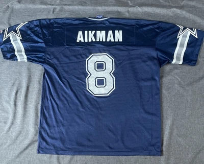 Camiseta de fútbol americano de colección campeón de la NFL para hombre 48 azul marino Dallas Cowboys Troy Aikman #8 🏈 Foto 1 de 4