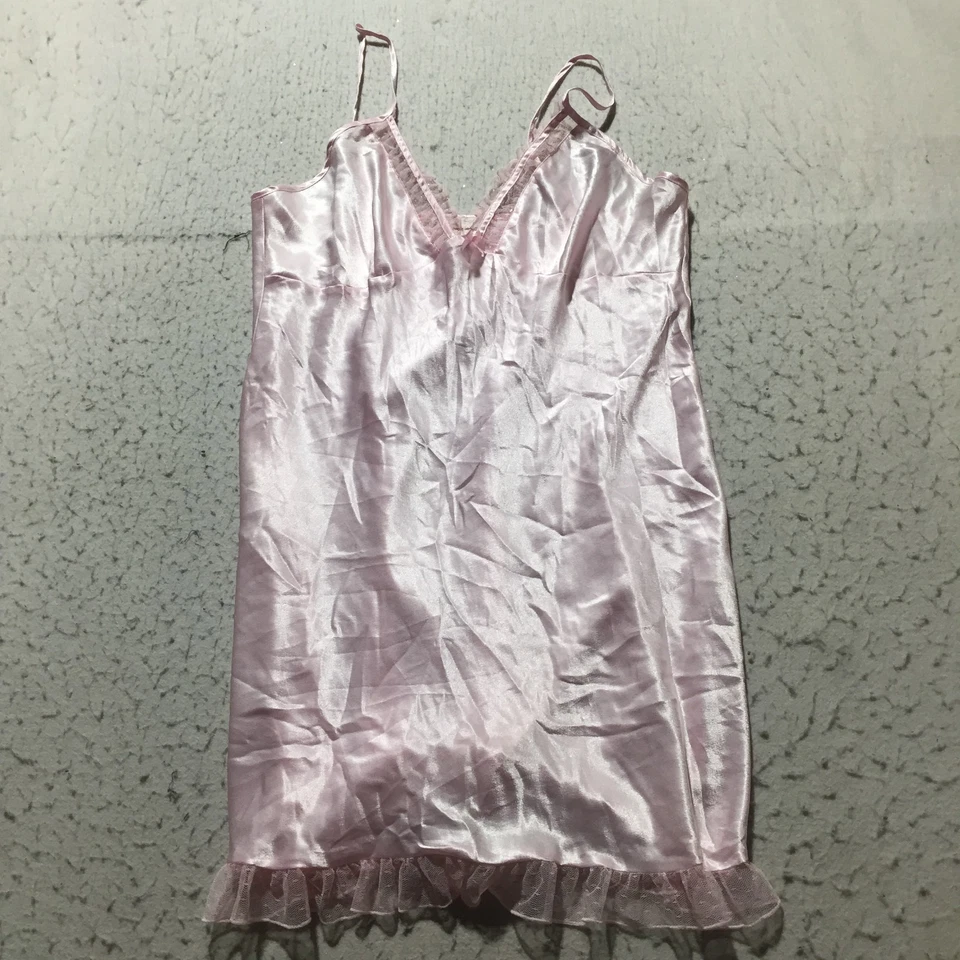 Camisón de satén California Dynasty Cami para mujer L grande rosa brillante encaje cuello en V Foto 1 de 4