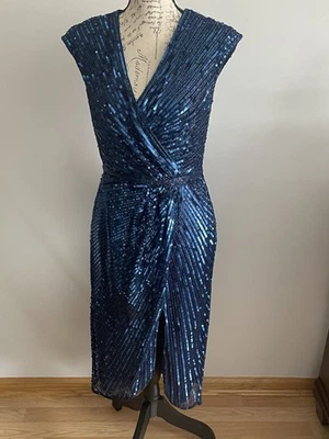 Vestido Macduggal Lentejuelas Embillish Midi Talla 8 Foto 1 de 3