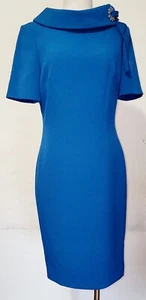 Badgley Mischka Turquoise Short Sleeve Dress With Stone Accent Size 8 - Picture 1 of 8