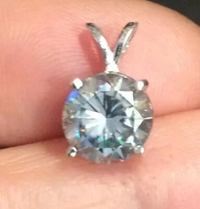 2.70CT BIG! BLUE MOISSANITE ROUND CUT PENDANT SiLVER STUNNING - Imagen 1 de 5