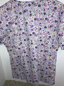 Ladies Scrub Top- short sleeve, floral pattern - Picture 1 of 3