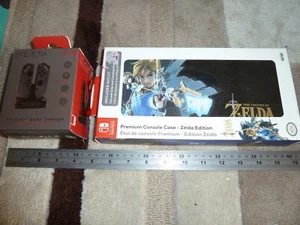 NINTENDO SWITCH OFFICIAL PREMIUM CONSOLE CARRY CASE ZELDA + 4 JOYCON CHARGER NEW - Picture 1 of 2