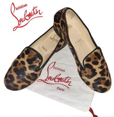 Christian LOUBOUTIN ~ zapatos planos de piel de ponis de leopardo ~ EE. UU.: 7; UE: 37 * AUTÉNTICOS Foto 1 de 4