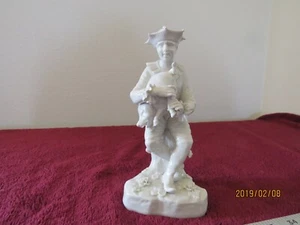 CARL THIEME DRESDEN GERMANY FIGURINE WITH A PIG IN HIS LAP UNPAINTED - Picture 1 of 9