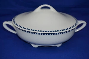 Rosenthal Empire Blue Squares Round Covered Vegetable Serving Bowl, 11" (G43) - Picture 1 of 12