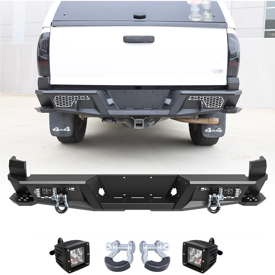 For 2005-2015 Toyota Tacoma Offroad Black Steel Rear Bumper w/POD Lights+D-Rings Foto 1 de 4