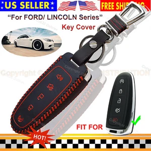 Funda protectora de cuero genuino 5B con soporte para llavero inteligente para Ford Lincoln - Imagen 1 de 6