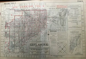 1947 MIAMI FLORIDA G.M. HOPKINS INDEX PAGE PLAT ATLAS KARTE - Bild 1 von 5