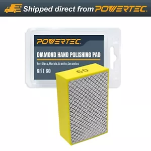 POWERTEC 71904 Diamond Hand Polishing Pad 60 Grit, Sanding Block 1PK - Picture 1 of 8