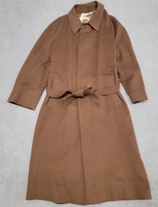 Loro Piana Coat Mens 46 Camel Brown Belted Button Trench Superfine Lambswool - Picture 1 of 16