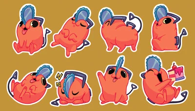 Chainsaw man Pochita water resistant vinyl stickers CSM 2x2 devil dog  - Image 1 of 4