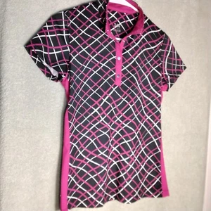 360 By Tail Golf Womens top polo Shirt Size XS Pink Black geometric Short sleeve - Picture 1 of 12
