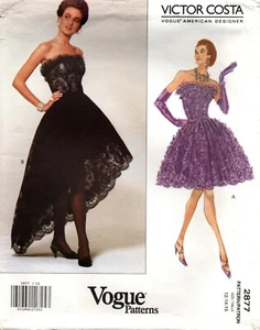 1992 Victor Costa Vestido de Fiesta Patrón de Costura Talla 12-16 Vogue 2877 Nuevo Fuera de imprenta - Imagen 1 de 2