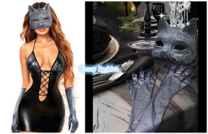 SN-A2-5 Máscara facial de cristal de lujo guantes pata de gato gatera disfraz accesorios de fiesta - Imagen 1 de 14