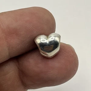 Pandora Retired 925 ALE Sterling Silver Smooth Heart Bead Charm - 790137 - Picture 1 of 4