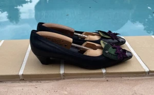 PRADA SCHWARZ LEDER WILDLEDER BLUMENDETAIL SPITZE FREIZEITSCHUHE Gr. 37,5 M MADE IN ITALY - Bild 1 von 12