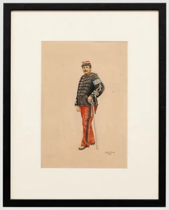 C. Kossbuhl - Framed 1887 Watercolour, Portrait of a French Military Officer - Picture 1 of 7
