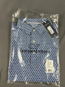 Vineyard Vines Golf Shirt Polo Carts Print Palmero Medium Blue NWT MSRP $110 - Picture 1 of 5