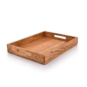 Wooden Rectangular Serving Tray Plate Tea/Drink Platter Dinner Snack - Picture 1 of 5