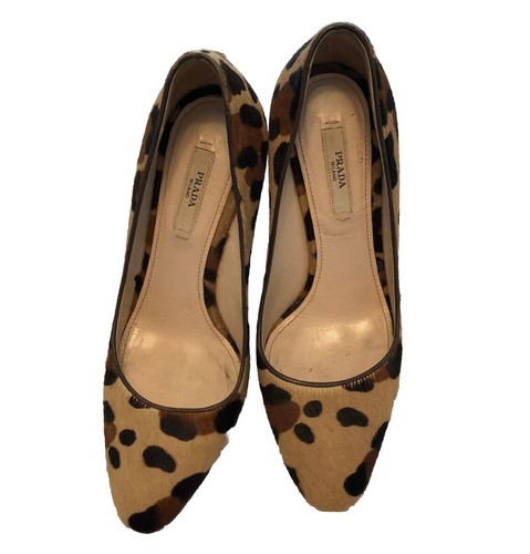 Scarpe eleganti PRADA donna stampa leopardata decolte marrone taglia 5 5 35 5 plateau