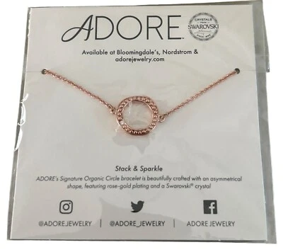 Pulsera Adore Chapada en Oro Rosa Cristal Swarovski Orgánico Círculo Ajustable Foto 1 de 4