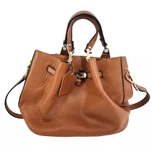 Eva Varro Purse Pebbled Leather Crossbody Handbag Brown Cognac Bag Charm Footed - Picture 1 of 8