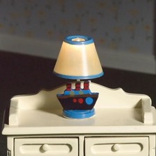 1/12th Scale Dolls House Working Blue Nursery Lamp.