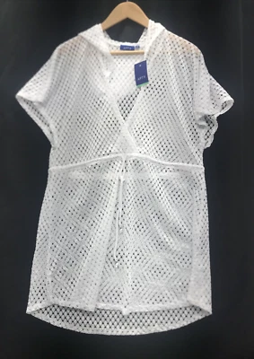 Cubierta de natación Apt.9 para mujer talla mediana blanca con capucha cordón cintura ceñida  Foto 1 de 4