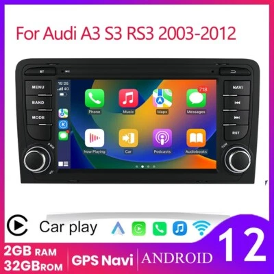 7'' CarPlay Android Radio for Audi A3 8P Quattro 2003-2012 Car Stereo 2+32GB RDS Foto 1 de 4